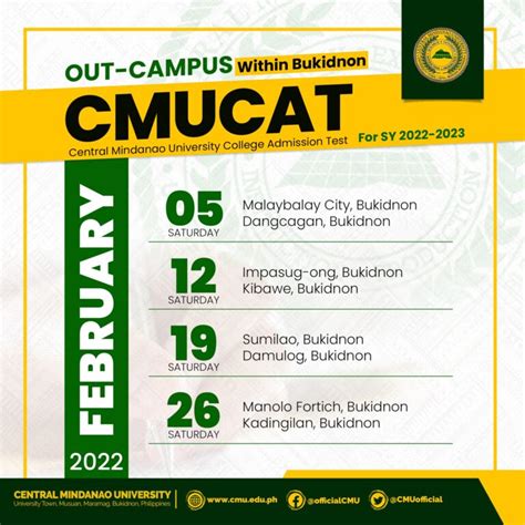 cmucat doorstep|Central Mindanao University College Admission Tests (CMUCAT) for S.Y.